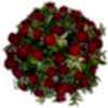 Klassiek rouwarrangement met rode rozen - biedermeierarrangement